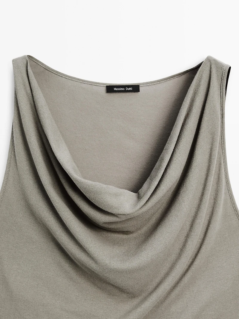 Top encolure drapée 100 % coton