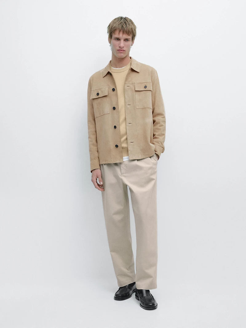 Surchemise en cuir et daim