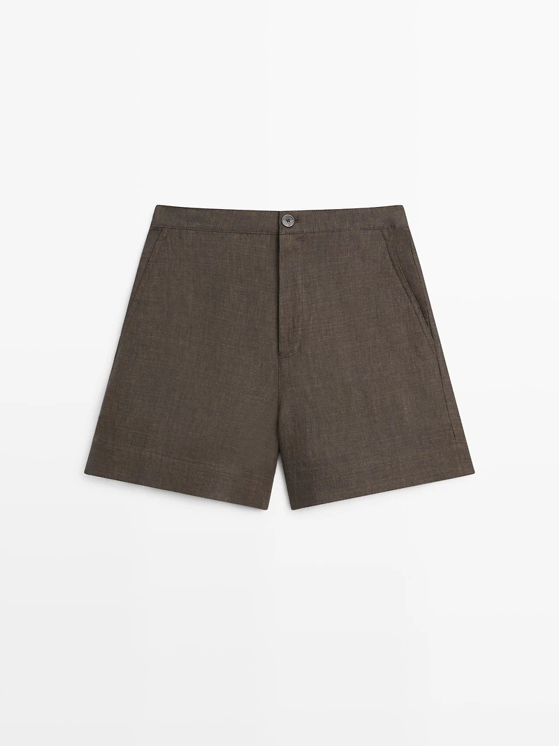Short linen Bermuda shorts