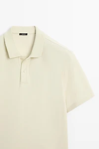 Micro-textured cotton piqué polo shirt