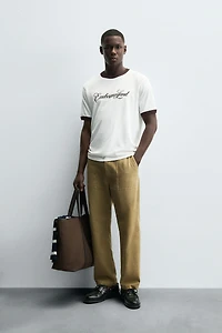 CONTRAST TEXT RIB T-SHIRT
