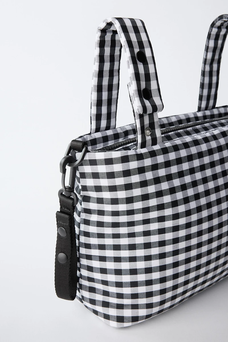 PLAID MATERNITY STROLLER BAG