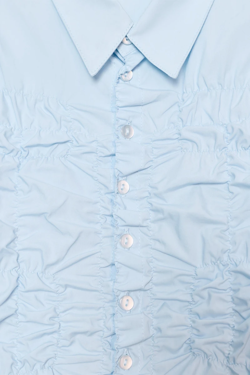 POPLIN SHIRT WITH ELASTICATED RUFFLES