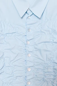POPLIN SHIRT WITH ELASTICATED RUFFLES
