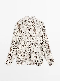 Animal print shirt with gathered detail
