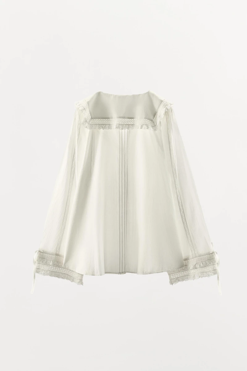 100% COTTON EMBROIDERED LACE BLOUSE