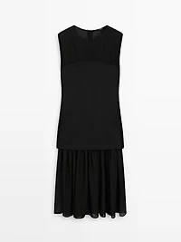 Contrast semi-sheer midi dress