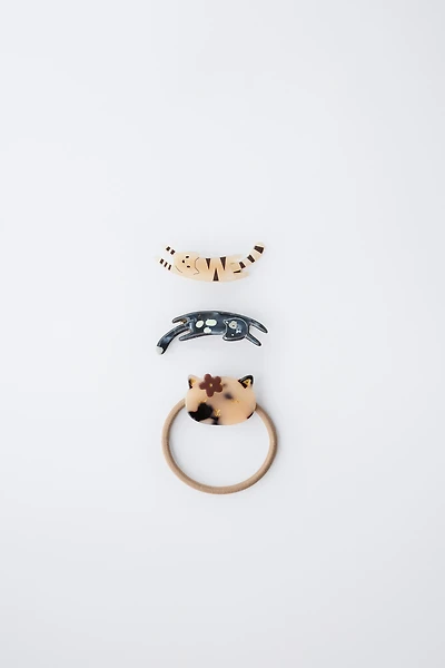 HAIR TIE AND KITTEN CLIP PACK
