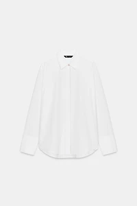 BEADED PLACKET POPLIN SHIRT