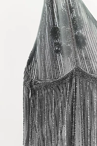 SHORT FRINGED BEADED DRESS