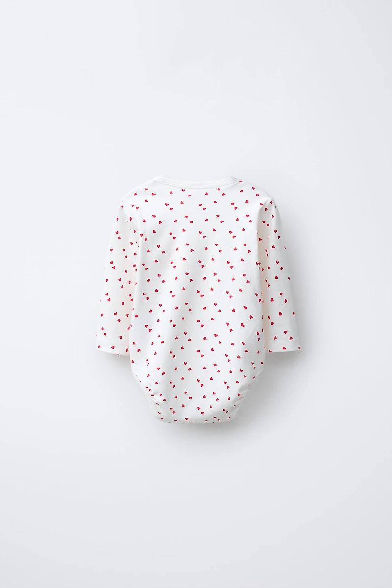 THREE-PACK OF KIMONO COLLAR HEARTS BODYSUITS