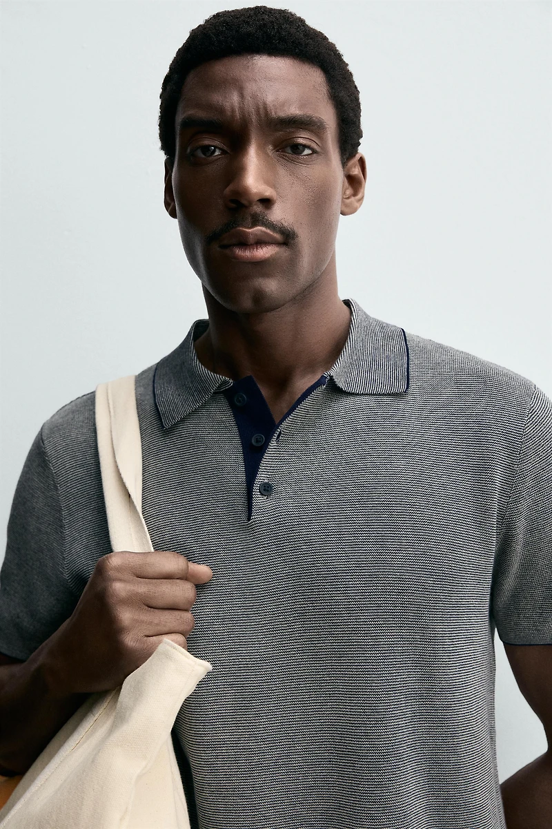 REGULAR FIT CONTRAST KNIT POLO SHIRT