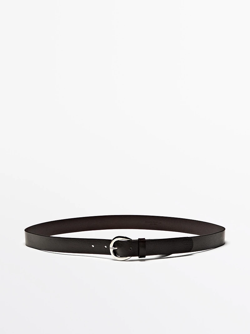 Nappa leather belt with round buckle