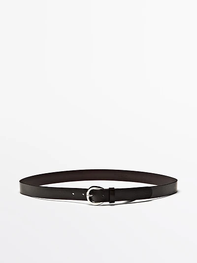 Nappa leather belt with round buckle