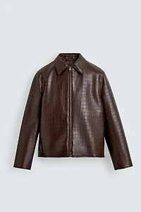 EMBOSSED FAUX LEATHER JACKET