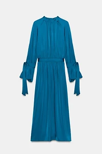 SATIN EFFECT MIDI DRESS WITH BOWS