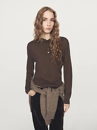 Mock turtleneck button-up sweater