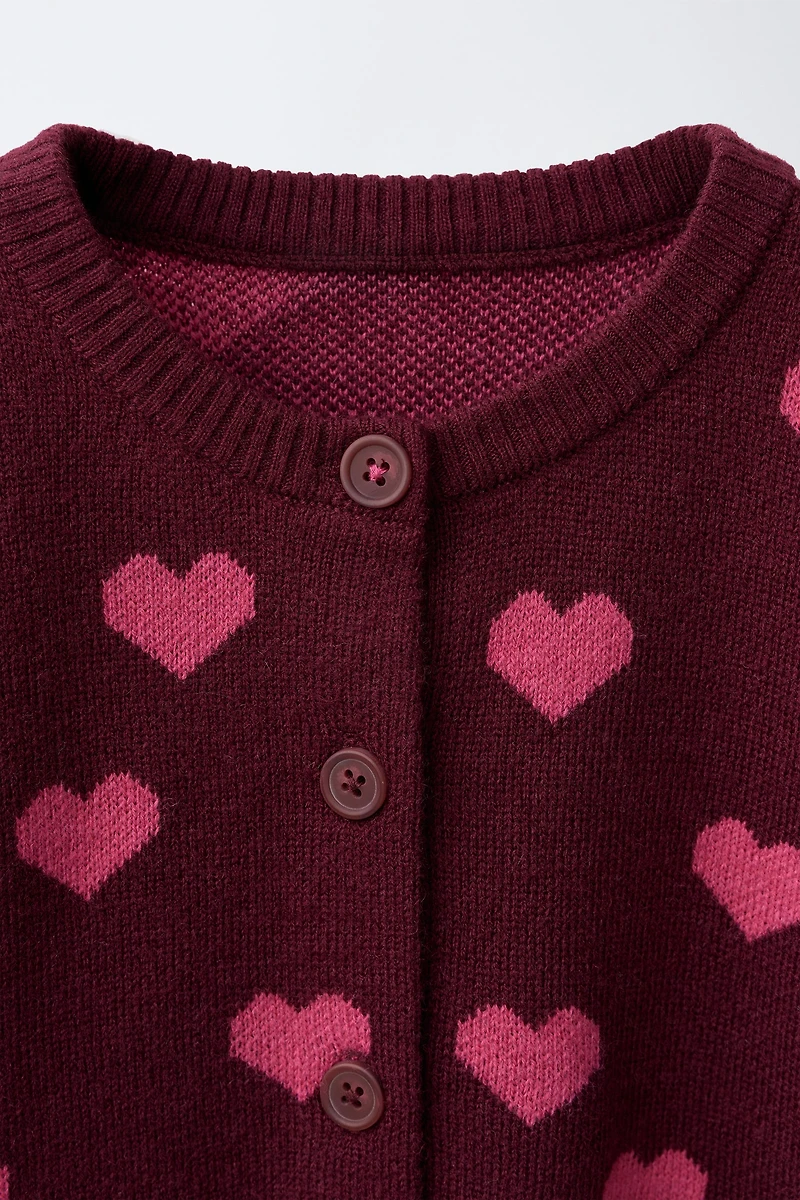 GILET EN MAILLE IMPRIMÉ CŒURS