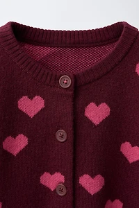 GILET EN MAILLE IMPRIMÉ CŒURS