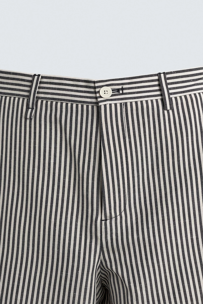 STRIPED COTTON LINEN PANTS