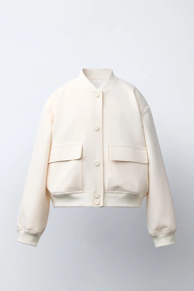 SHOULDER PAD CROPPED BOMBER JACKET