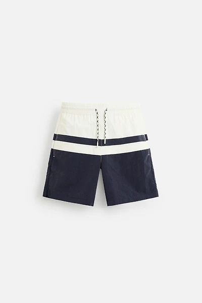 COLOR BLOCK LONG SWIMSUIT