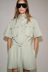 ZW COLLECTION BELTED SHIRT JUMPSUIT
