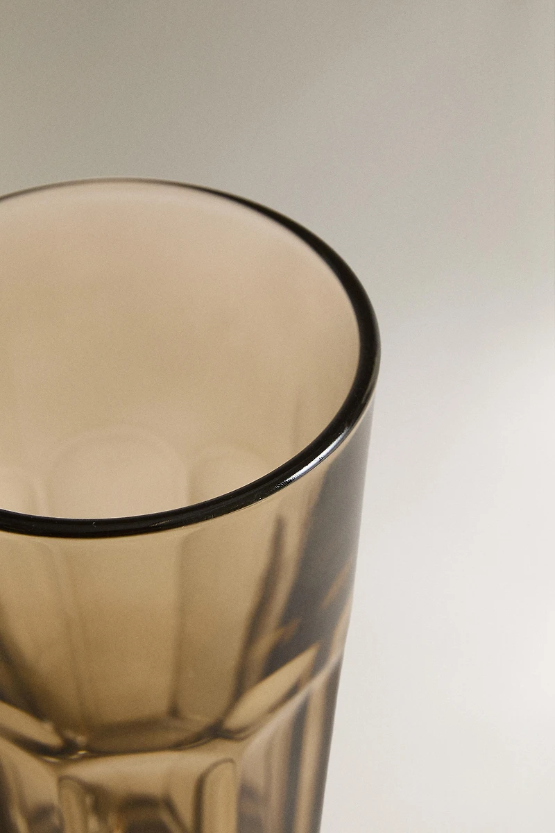 FACETED RAISED DESIGN GLASS SOFT DRINK TUMBLER