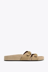 SPLIT LEATHER BUCKLE SANDALS