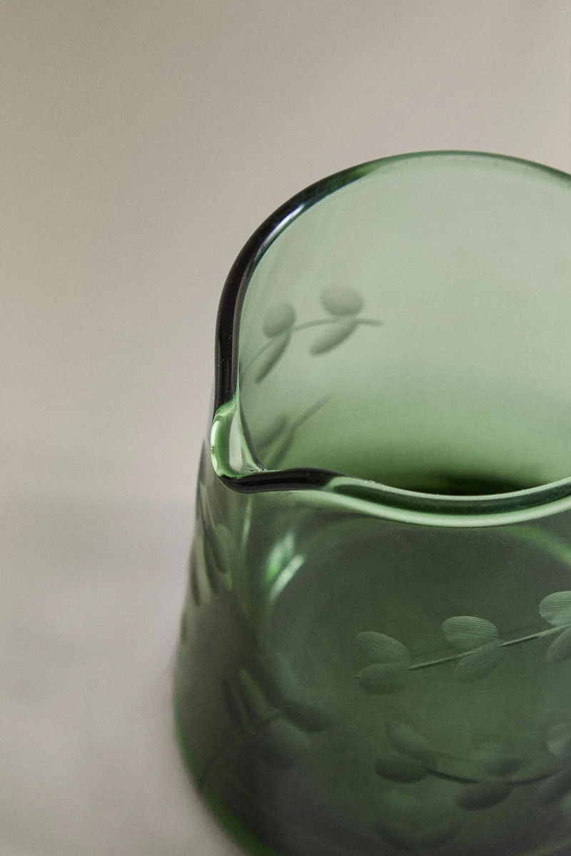 POT À LAIT EN VERRE FEUILLE NOËL