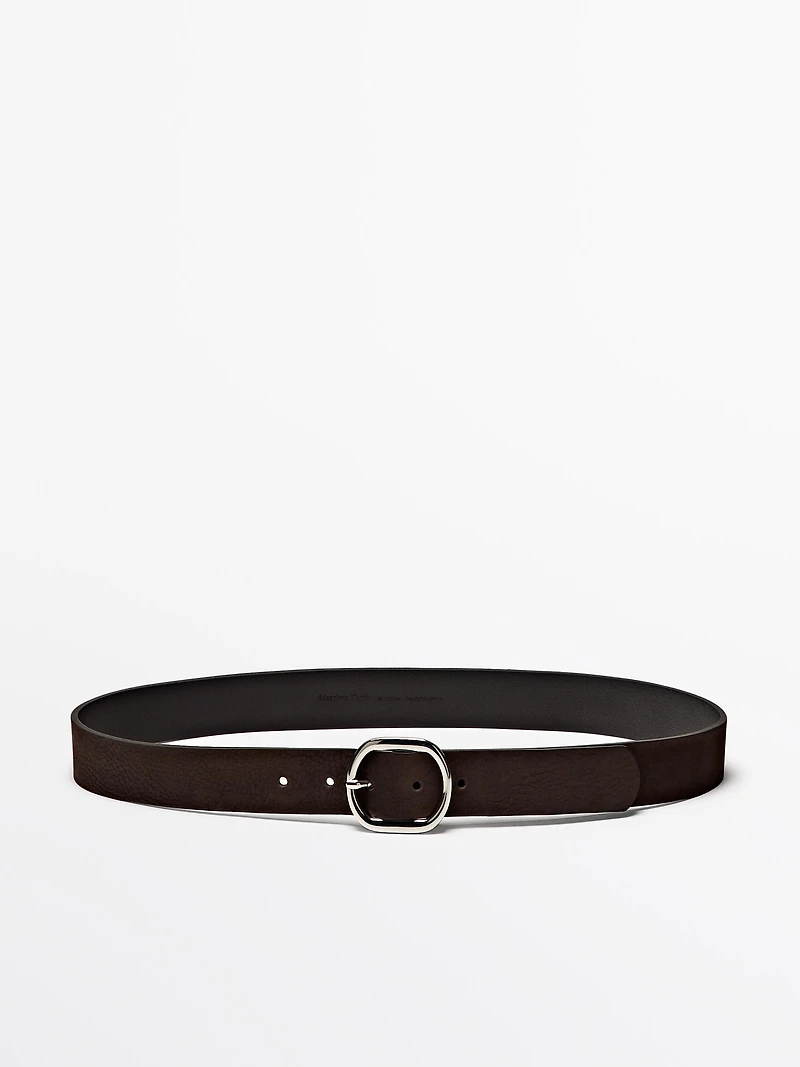 Ceinture boucle ovale en cuir nubuck