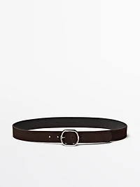 Ceinture boucle ovale en cuir nubuck
