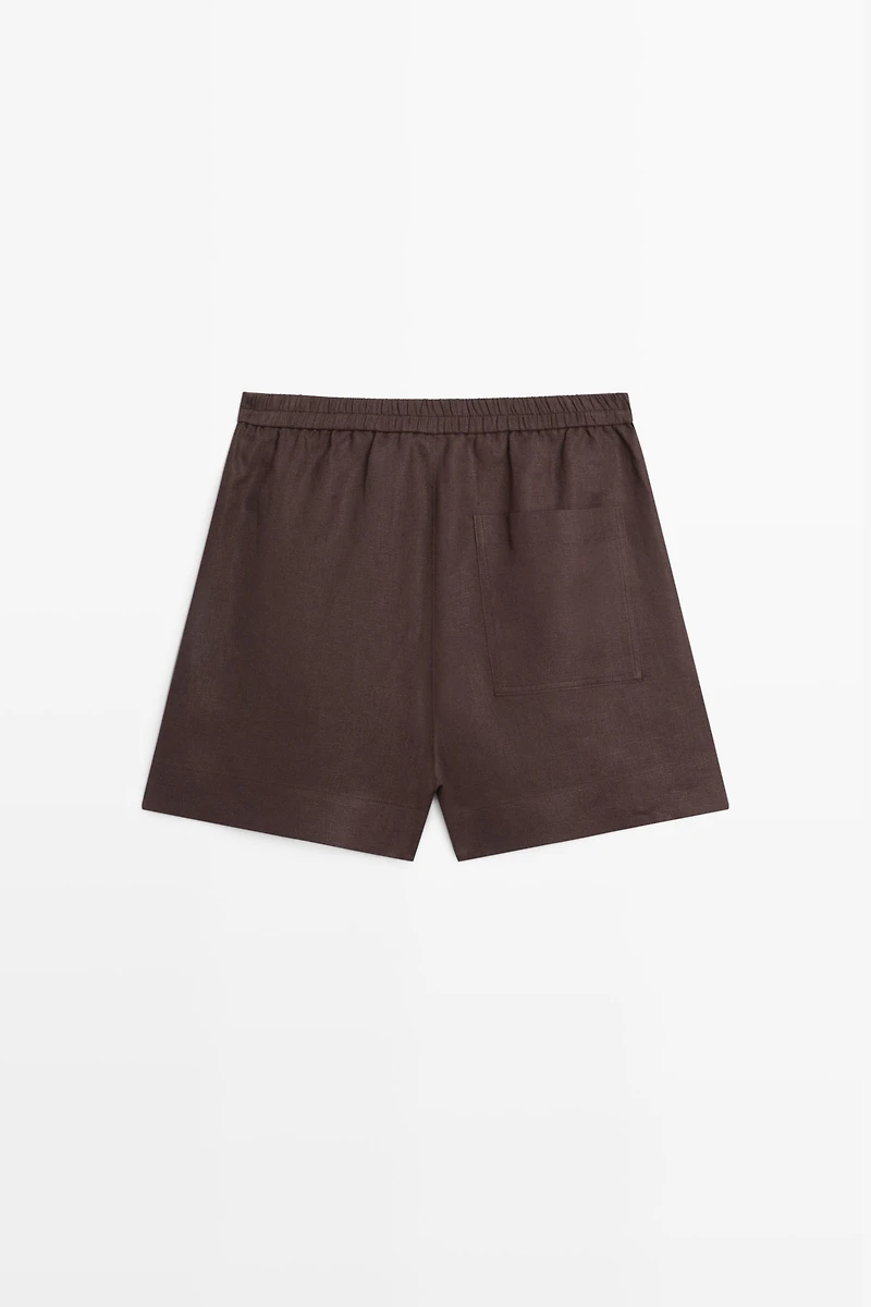 100% linen short Bermuda shorts