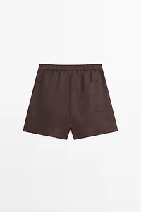 100% linen short Bermuda shorts