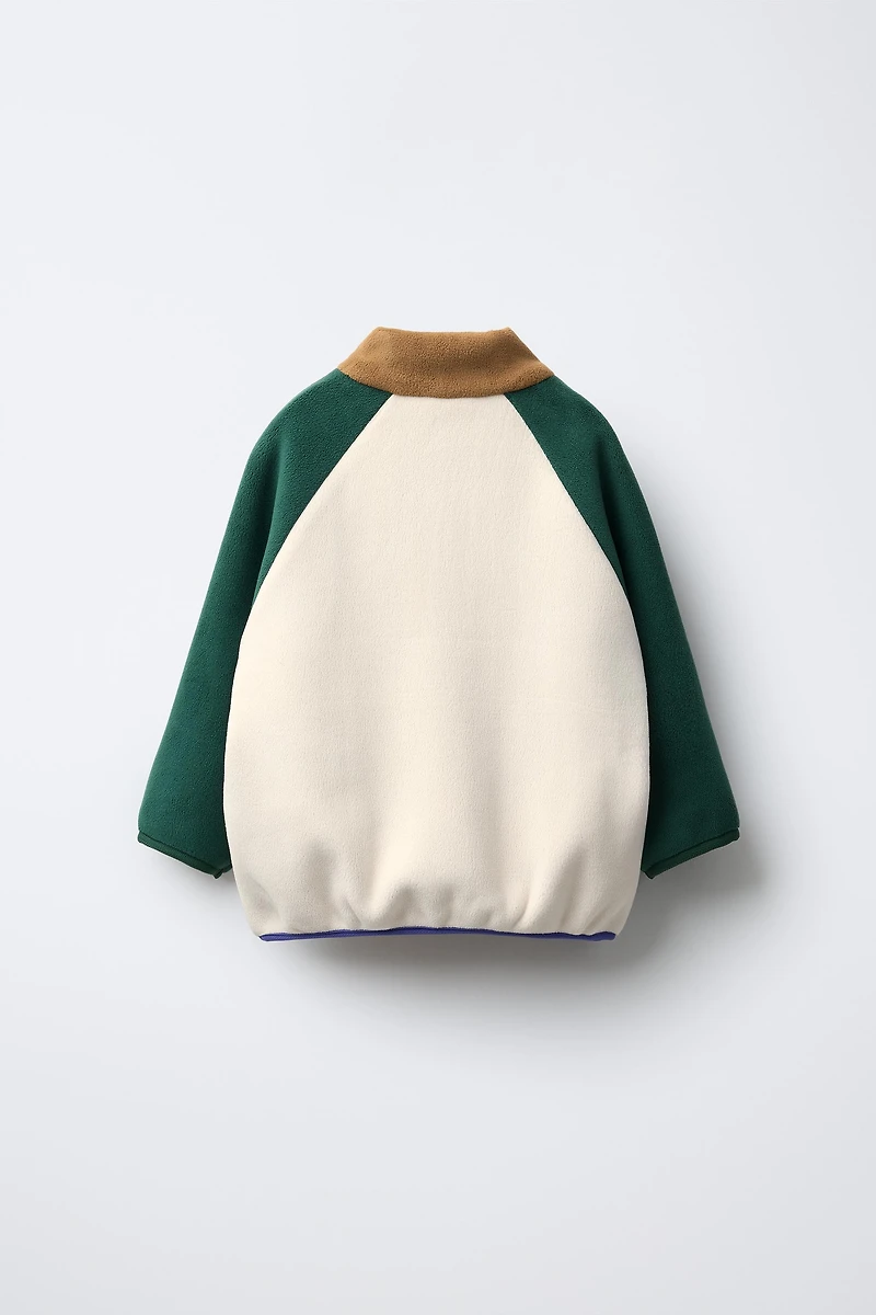 COLOR BLOCK LABEL POLAR FLEECE SWEATSHIRT