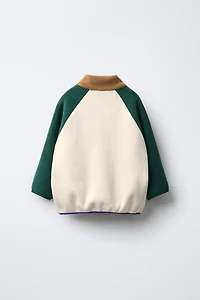 COLOR BLOCK LABEL POLAR FLEECE SWEATSHIRT