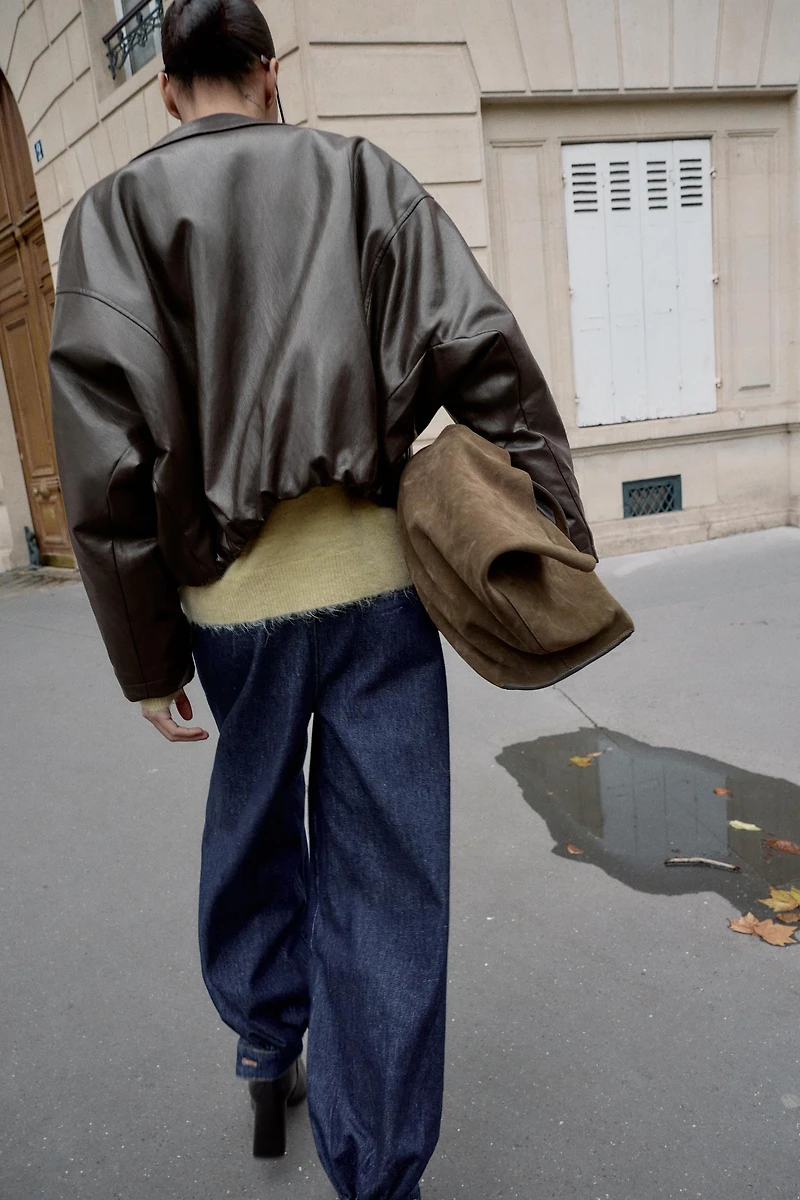 FAUX LEATHER BOMBER JACKET