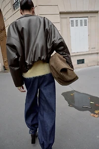 FAUX LEATHER BOMBER JACKET