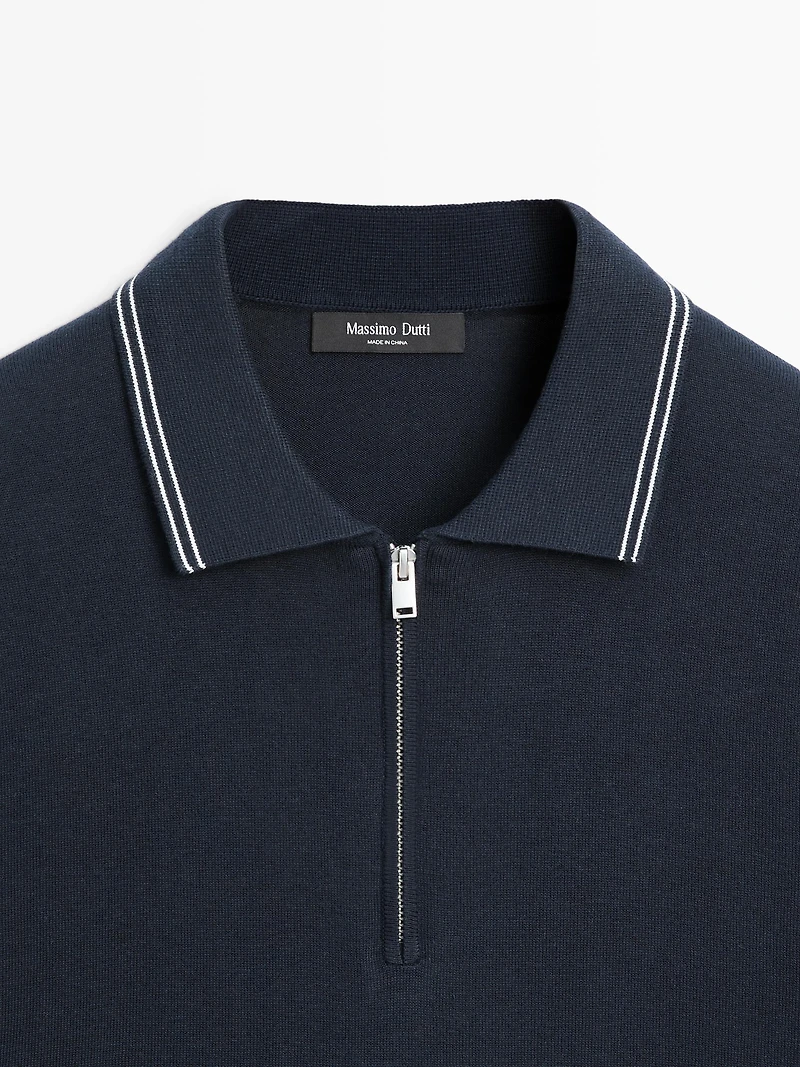Pull polo en maille à détail de col