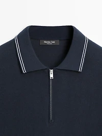 Pull polo en maille à détail de col