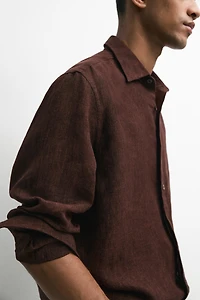 100% linen regular fit shirt with button detail