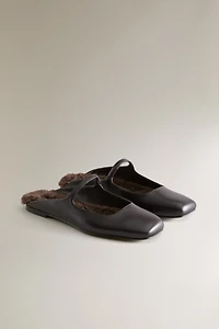 WARM LEATHER MULES