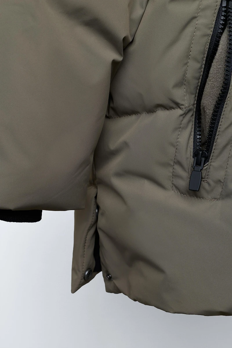 LONG DOWN FEATHER WATER REPELLENT AND WIND RESISTANT PUFFER COAT