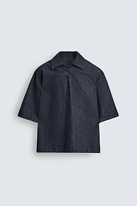 RELAXED FIT DENIM POLO SHIRT