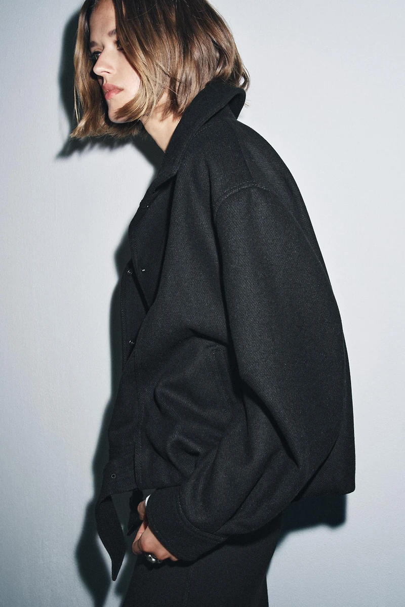 ZW COLLECTION MINIMAL WOOL BOMBER JACKET
