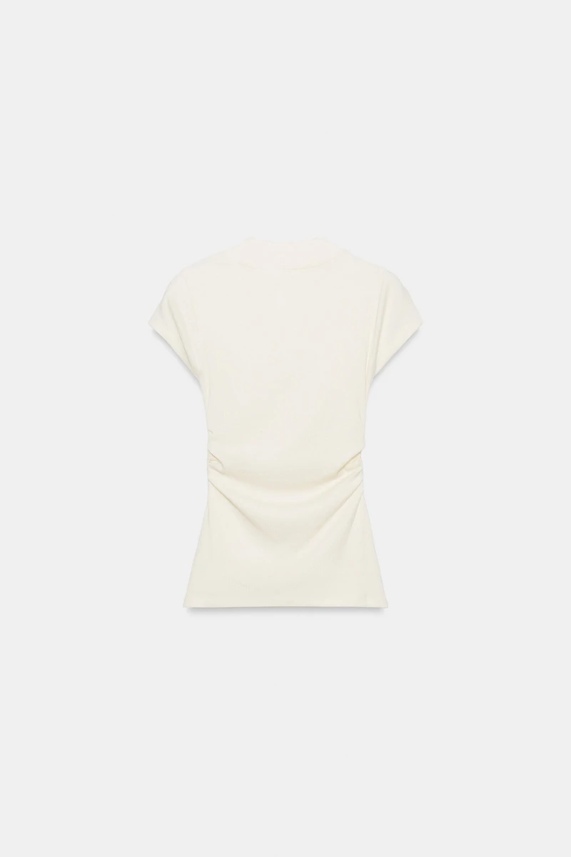 DRAPED LINEN BLEND T-SHIRT
