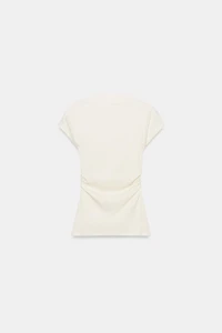 DRAPED LINEN BLEND T-SHIRT