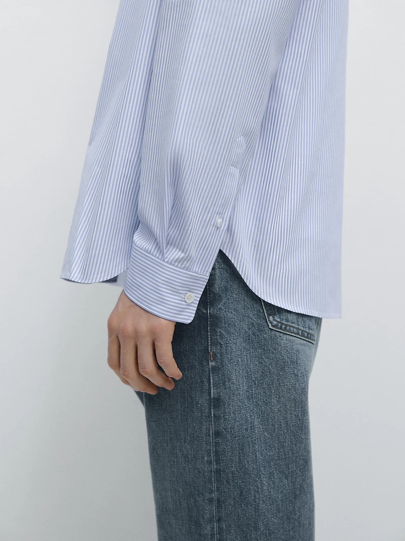 100% cotton regular fit striped shirt