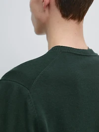 Knit cotton and wool sweater with crew neck