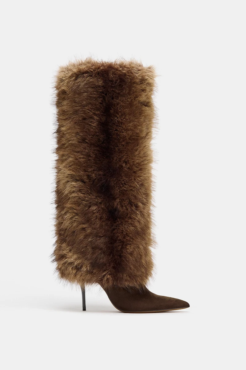 FUR EFFECT HEEL BOOTS